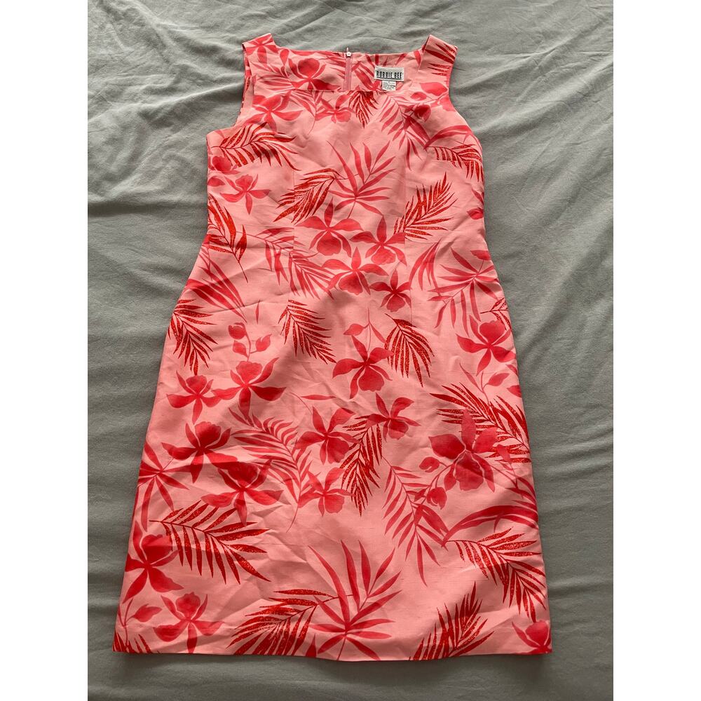 Bobbie Bee 100% Silk Pink Tropical print Dress SZ 6